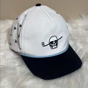 Puma Golf Flexfit 110 White Black Skull Embroidered Cap